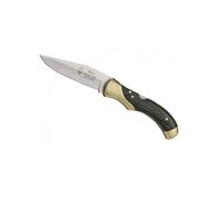 LO TRINCO YO Muela navaja Serie GL-10G Hoja de 9,5 cm, cachas de Madera prensada verde y latón, para Caza, Pesca, Supervivencia y Bushcraft