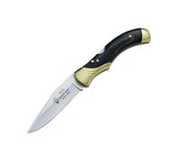 LO TRINCO YO Muela navaja Serie GL-10M, Hoja de 9,5 cm, cachas de Madera prensada negray latón, para Caza, Pesca, Supervivencia y Bushcraft