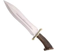 LO TRINCO YO Muela PODENQUERO-S hoja de acero MoVa de 26 cm y empuñadura de roseta de ciervo para Caza, Pesca, Supervivencia y Bushcraft