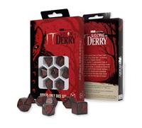 Lo Welcome To Derry Q-WORKSHOP 7-Die Poliédrica RPG Dado Set Negro Purpurina Red