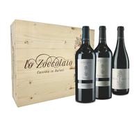 Lo Zoccolaio Barbera D'Alba+Langhe Rosso+Barolo Vino Tinto Italiano en Estuche de Madera - 3 Botellas X 750ml (Paquete de 6)
