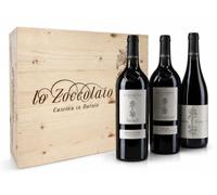 Lo Zoccolaio Barbera D'Alb Langhe Rosso+Barolo Vino Tinto Italiano en Estuche de Madera - 3 Botellas X 750ml