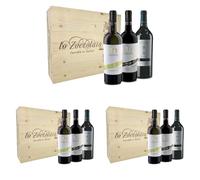 Lo Zoccolaio Langhe Chardonnay + Piemonte Rosso + Barbera D'Alba Vino Italiano en Estuche de Madera - 3 Botellas X 750ml (Paquete de 3)