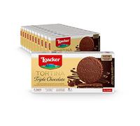 Loacker Tortina Triple Chocolate - Tartaletas de cacao crujientes envueltas individualmente de chocolate negro premium envueltas con relleno de crema de cacao - Paquete de 12
