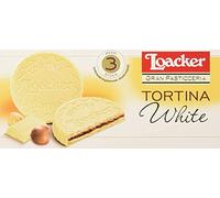 Loacker Tortina White 3pz - Pastel de chocolate blanco relleno con crema de avellana (63 g)
