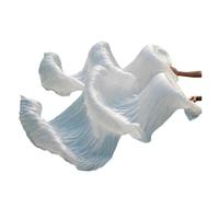 LOADBEIOI Velo de Seda para Danza del Vientre, Abanico for Danza del Vientre Blanco, 1 par, 150-180 cm, Seda auténtica e imitación(150-Imitation Silk)