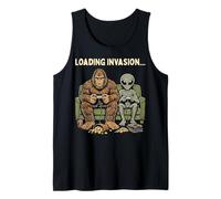 Loading Invasion Sasquatch Bigfoot Alien Playing Video Games Camiseta sin Mangas