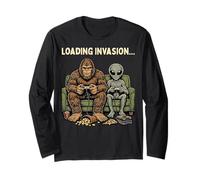 Loading Invasion Sasquatch Bigfoot Alien Playing Video Games Manga Larga