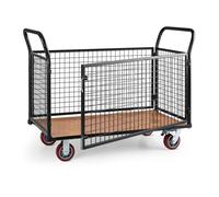 Loadster Carretilla de rejilla Carretilla de almacén Máx. 500 kg Fondo de madera negra Waldbeck