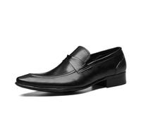 Loafers Casuales Negocios para Hombre Mocasines Formales en Cuero Zapatos Bajos con Cordones Pull On,Negro,43