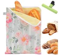 Loafguard Beeswax Bread Bag, Reusable Cotton Bees Wax Bread Bag With Zip Closure, Linen Bread Bag For 3x Longer Freshness, For Baguettes, Fruit And Vegetables (B)