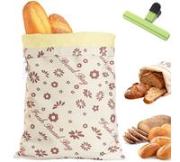 Loafguard Beeswax Bread Bag, Reusable Cotton Bees Wax Bread Bag With Zip Closure, Linen Bread Bag For 3x Longer Freshness, For Baguettes, Fruit And Vegetables (J)
