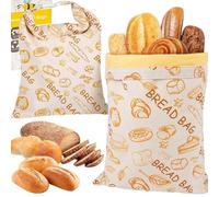 Loafguard Beeswax Bread Bag, Reusable Cotton Bees Wax Bread Bag With Zip Closure, Linen Bread Bag For 3x Longer Freshness, For Baguettes, Fruit And Vegetables (N)