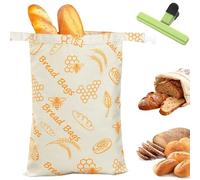 Loafguard Beeswax Bread Bag, Reusable Cotton Bees Wax Bread Bag With Zip Closure, Linen Bread Bag For 3x Longer Freshness, For Baguettes, Fruit And Vegetables (L)