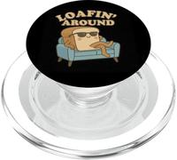 Loafin 'Alrededor de Pan Divertido Dibujos Animados Comida Juego de palabras Lazy Loaf Humor PopSockets PopGrip para MagSafe