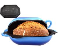 LoafNest World's Easiest Artisan Bread Kit. Cast iron casserole [Blue Gradient] and Non-Stick Perforated Silicone Liner