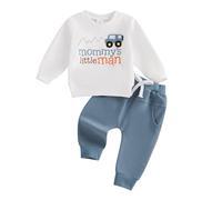 Loalirando Conjunto de Ropa Infantil para Niño de 2 Piezas, Sudadera de Manga Larga + Pantalón con Cintura Elástica (0-3 años), 0-6 Meses