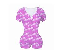 Loalirando - Pijama corto para mujer con cuello en V y manga larga - Pijama sexy de una pieza Bad Bitch S