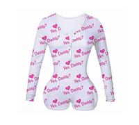 Loalirando - Pijama corto para mujer con cuello en V y manga larga - Pijama sexy de una pieza Yes Daddy M