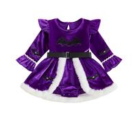 Loalirando - Vestido de mameluco para bebé, niña, Halloween, de terciopelo, morado, 0-3 Meses
