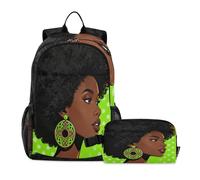 Loancwa 2 mochilas con patrón de peinado explosivo para niños, niñas, mochilas preescolares con fiambrera, para la escuela primaria, viajes diarios