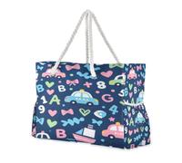 Loancwa Bolsa de lona ligera y resistente al agua para mujer, diseño de cuentos de hadas de dibujos animados, bolso de hombro grande para escapadas de fin de semana, compras, viajes diarios a la playa