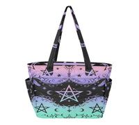 Loancwa Bolsa de playa para el trabajo, con bolsillos, diseño de círculo mágico