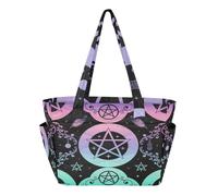 Loancwa Bolsa de playa para viajes diarios con múltiples bolsillos, patrón de círculo mágico