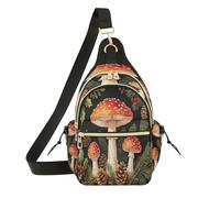 Loancwa Bolso cruzado retro con patrón de hongos del bosque, bolsa de hombro de poliéster duradero con correa ajustable, para viajes diarios, viajes, compras