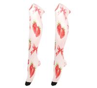 Loancwa Calcetines hasta el muslo para mujer, bonitos calcetines largos hasta la rodilla para modelos, calcetines altos hasta los muslos para citas, patrón de lazo de arándano