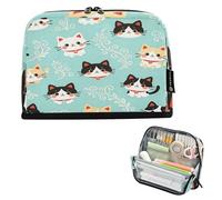 Loancwa Cool Cat Pattern - Estuche para lápices de pie, 8.3 x 1.96 x 5.9 im, 100% poliéster Oxford, base magnética plegable, múltiples compartimentos para viajes escolares, oficina, 3+ edad