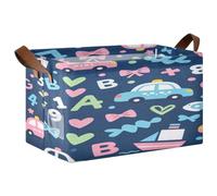 Loancwa Cubo de almacenamiento plegable con marco de metal con diseño de cuentos de hadas de dibujos animados, cesta organizadora de tela de rejilla de poliéster impermeable con base de tablero hueca