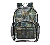 Loancwa Mochila bohemia clásica floral transparente a la moda para mujeres y hombres, mochila de viaje para la escuela, mochila para niños y niñas