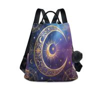 Loancwa Mochila para laptop con patrón de sol y luna de 17 L, elegante mochila casual para excursiones de un día