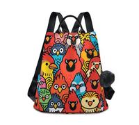Loancwa Mochila para mujer Sketch Of A Little Bird de 17 L - 290 poliéster de sarga casual con cremallera trasera antirrobo, asa de cuero y llavero de bola de felpa para viajes, compras al aire libre