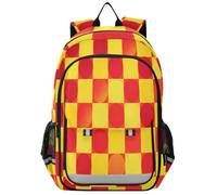 Loancwa Mochila unisex para laptop con estampado de cuadrícula circular para niños, mochila escolar primaria con compartimento para laptop y bolsillos organizadores