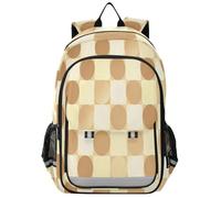 Loancwa Mochila unisex para laptop con patrón de cuadrícula circular de yema, mochila de día para escuela primaria con compartimento para laptop y bolsillos organizadores