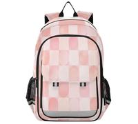 Loancwa Mochila unisex para niños con patrón de cuadrícula circular, mochila de día para escuela primaria con compartimento para laptop y bolsillos organizadores