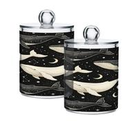 Loancwa Whale Swimming Through The Starry Sea - Contenedor de almacenamiento de hisopos de algodón, paquete de 2