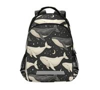 Loancwa Whale Swimming Through The Starry Sea Mochila para niños y niñas, mochila de escuela primaria, mochila de viaje