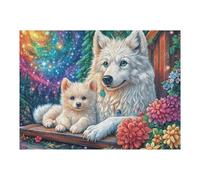 Loba Blanca Cachorro Rompecabezas 500 Piezas Cartón para Expertos Mejora Memoria Actividad Tiempo Libre Pack Completo Original 500 PCS