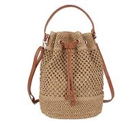 Lobagve Van Caro - Bolso de hombro con borla de ganchillo de algodón para mujer, 6923 Café claro, Talla única