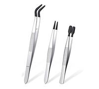 Lobamop de pinzas de goma de 3 piezas con puntas de goma, pinzas con revestimiento de PVC, pinzas de goma con punta recta y, color negro