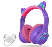 LOBKIN Auriculares Niños con Bolsa, Inalámbricos y con Cable, Auriculares Bluetooth Niños Niñas Plegables Ajustable para Escuela, Viajes