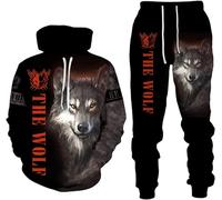 Lobo 3D Impreso Sudadera Hombre Sudaderas Conjunto Chándal/Pullover/Chaqueta/Pantalones Hombre (Wolf1,2XL)