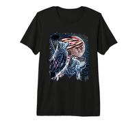 Lobo 4 de Julio Bandera Americana Lobos Aullando bajo la Luna Camiseta Premium