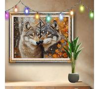 Lobo 5D Kit de Diamond Painting, DIY Pintura de Diamante Adultos, Paisaje Arte de Diamantes para Pintar por Números, Dibujos con Mosaicos de Cristal para Decoración de Pared (90x70cm) 58F-2666