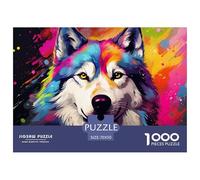 Lobo Abstracto Colorido Puzzle de 1000 Piezas Puzzle para Adultos Papel Arte Animal Relajante Decoración Hogar Regalo Familiar Mejora Recursos 70x50cm/1000pcs 70x50cm/1000pcs