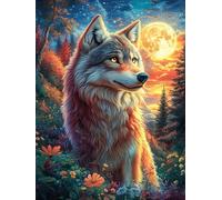 Lobo al Atardecer Rompecabezas 500 Piezas Cartón para Expertos Cuentos de Hadas fantásticos de Animales Salvajes Mejora Atención para Semana Santa Garantía Satisfacción Más Vendido 500