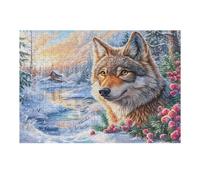 Lobo al Borde del Arroyo de montaña al Atardecer Puzzle 300 Piezas Juguete Educativo Familiar Rompecabezas 3D para Hombres Y Mujeres Construir Maquetas Desafío Intelectual 300 PCS